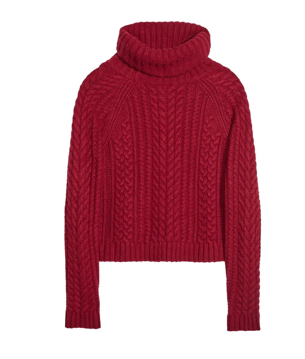 Alice & olivia red cable knit turtleneck sweater